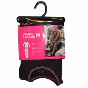 Cuddl Duds NWT Girls Black 2 Piece Warm Layer Crew & Leggings Small 6/6X